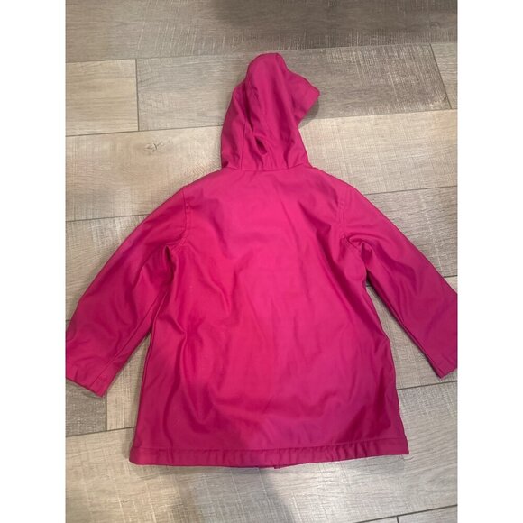 Pink Hooded Rain Jacket With Rainbow Patch Striped Lining 2T Wippette Kids 100% - Picture 3 of 6